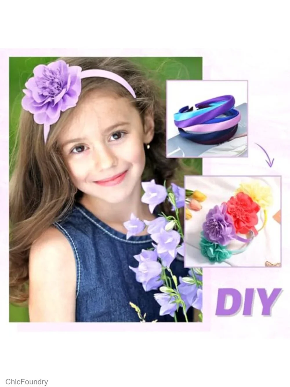 24 Pack Satin Wrapped Plastic Headbands DIY Craft Elastic Hair Accessories